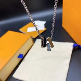 Chain New SterlSilver Three Colour Three Square Pendant Necklace for Male and Female Lovers Charm Jewellery Party Accessories J240119