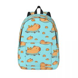 Bags Cute Capybara Swimming Kawaii Capy Backpack Elementary High College School Student Bookbag Teens Canvas Daypack Outdoor