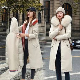 Women's Trench Coats COKAL Winter Jacket Warm Detachable Fur Lined Soft Hooded Thick Casual Snow Coat