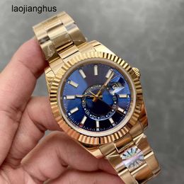 Top Rolaxs Watch Roless Swiss Famous Wristwatches Blue Movement Automatic Sapphire Factory Calendar Montre Stainless Rose Clean Wristwatch Gold De Luxe Sky o
