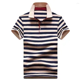 Men's Polos Striped Polo Shirts Summer T Shirt For Men Casual Fashion Loose Cotton Tshirt Breathable Short Sleeves S Para Hombre
