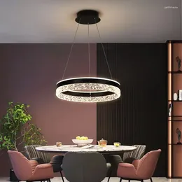 Chandeliers 2024 Modern Led Pendant Home Lighting Crystal Ring Ceiling Light White/Gold/Black Bedroom Restaurant