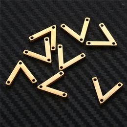 Charms 10PCS/lots Three Hole Stainless Steel Triangle Pendant For Jewelry DIY Making V Charm Arrow Accessories