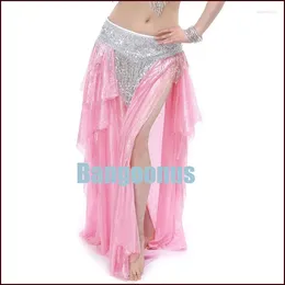 Stage Wear Woman Belly Dance Costumes Performance Oriental Skirts Gold And Silver Ear Practise Skirt 5 Colors