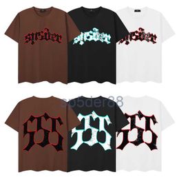 Mens t Shirt Designer Shirts Women Sp5der Men Spider 555555 Foam Print Web Pullover Crew Neck Loose Short Sleeve Tees S-xl CJ33