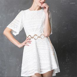 Belts 2024 Silver Ring Chain Belt Fashion Elegant Gold Metal Female Round Alloy Women Circle Waist Dress