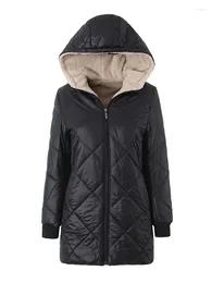 Women's Trench Coats Cotton Coat Women Add Lamb Velvet Hooded Parkas 2024 Winter Fashion Long Slim Warmth
