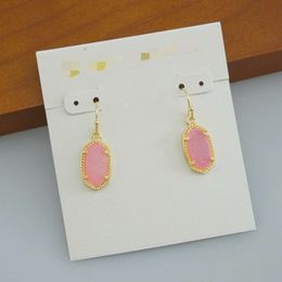 2024 Designer Kendras scotts Neclace Jewellery Ke Jewellery Lee Oval Pink Crystal Tooth Stone Pendant Earrings Earhooks Earrings