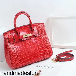 Genuine Leather Bk Platinum Bag Tote Crocodile Fashion Handbag Versatile Women's Large Cow Shaped One Shoulder Messenger Original Logo Handmade