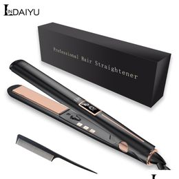Hair Straighteners Professional Straightener Flat Iron Curler Electric Splint Negative Ion Curling Corrugation Led Display Drop Deli Dh39L