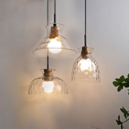 Lamp Mini Pendant Lighting With Handblown Clear Hammered Glass Shade, Adjustable Cord Ceiling Light Fixture For Kitchen Island