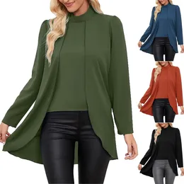 Women's Blouses Casual Comfortable Shirt Long Sleeve Small Stand Collar Solid Color Jean For Women Womens Blouse Button Down