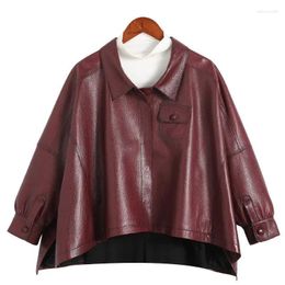 Women's Leather High-End Imitation Genuine Coat Female 2024 Casual Cape Short Spring Autumn Jacket Tops Korean Motorcycle