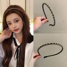 Fashion Metal Chain Crystal Bezel Headwear for Women Headband Girls Hair Bands Vintage Hairband Hoop for Hair Accessories 240119