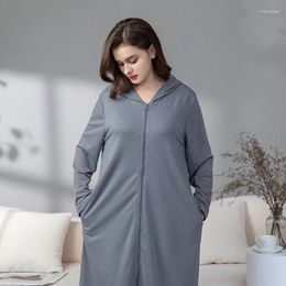 Women's Sleepwear Autumn Solid Color Pyjamas Women Onesies Hooded Jumpsuits Nighties Zipper Long Sleeve Romper Pajama Homewear