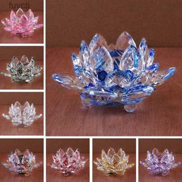 Arts and Crafts Crystal Lotus Flower Figurine Home Wedding Decoration Glass Craft Collection Paperweight Table Ornaments Souvenir Gifts YQ240120