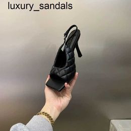 BottegsVenets High Heels Block Women Casual Single Shoes High BVPY Square Headed Open Genuine One line with a Small Design Sense Heel Sandals h