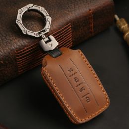 Genuine Leather Car Key Cover for Great Wall GWM WEY TANK 300 500 Tank300 Tank500 Keyring Shell Fob Case Holder with Keychain