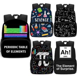 Bags Science Mathematical Pi Backpack Periodic Table of Elements Children School Bags Fashion Daypack Kids Kindergarten Bookbag Gift