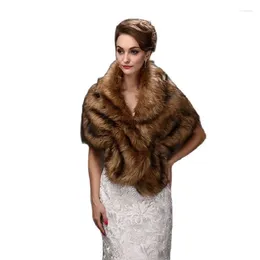 Scarves Wholesale High-grade Brown Wool Shawls Warm Women Winter Faux Fur Shawl