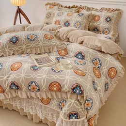 Bedding Sets Warm Milk Velvet With Cotton Padding And Thickened Bed Cover Set Of Four Korean Coral Duvet Covers Sheets