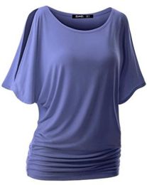 Summer Women Top Sexy Oneck With 10 Colour Batwing Dolman Sleeves Female Cotton T Shirt S5XL Size Lady Wear7001598