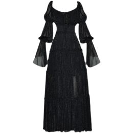 Long Dress Designer High Quality Women's Square Collar Pile Up Sleeves Fashion Sexy Casual Elegant Vintage Pretty Classic Chic Party Dresses