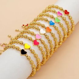 Link Bracelets Go2boho In Gold Plated Bracelet For Women Enamel Colorful Heart Charm Accessories Friendship Summer Fashion Jewelry