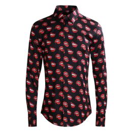 New arrival Men cotton Demon Red Lip Patterns Fashionable Printed Casual long sleeve Shirts plus size M L XL 2XL 3XL 4XL