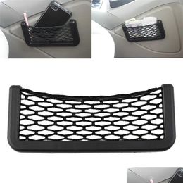 Car Organiser Net Pockets Storage Second Generation Motive Mesh Bag With Adhesive Visor Zz Drop Delivery Automobiles Motorcycles Inter Dhpy4