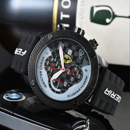 2024 Men Ferrar Wrist Watches New Mens Watches All Dial Work Quartz Watch High Quality Top Luxury Brand Chronograph Clock Fashion Rubber Belt