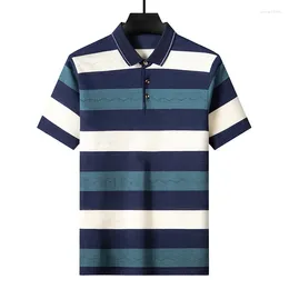 Men's Polos Korea Style Striped 2024 Brand Fashion Polo Shirts Short Sleeve Summer Cotton Breathable Tops Tee Oversize 4XL