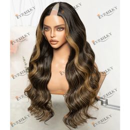 100% Virgin Human Hair Highlight Blonde Deep Body Wave 1x4 V Shaped Wigs for Black Women Glueless Easy Instal U Part Wigs