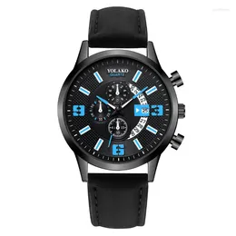 Wristwatches Sdotter 2024 Arriva Fashion Men Young Boys Quartz Watch Luxury Casual Leather Strap Wristwatch Calendar Rologio Masculino Ma