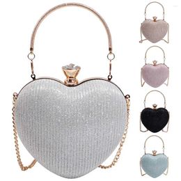 Evening Bags Women Heart Shape Shoulder Bag With Chain Strap Clutch Purse Glitter Top-handle Handbag For Wedding Cocktail Party