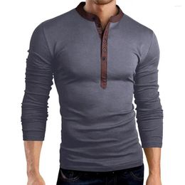 Men's T Shirts Men Long-sleeve Top V Neck Long Sleeve Slim Fit T-shirt Solid Colour Pullover For Fall Spring Soft Simple Style Mid