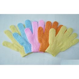 Washcloths Wash Gloves Exfoliating Skin Body Bath Shower Loofah Nylon Mittens Scrub Mas Spa Finger 5141019 Drop Delivery Baby Kids Mat Dhzq2
