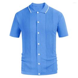 Men's Polos Men Polo Tee Shirt Fashion Camisa Hombre 2024 Summer Short Sleeve Shirts Knitted Lapel Cardigan Top Stripe Stitching