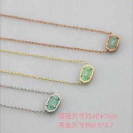 2024 Designer Kendras scotts Neclace Jewellery Instagram Minimalist Oval Light Green Stone Pendant Short Necklace Neck Chain Collarbone Chain