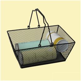 Commercial Furniture New Shop Baskets For Cosmetics Powder Coated Bastket Store Wire Mesh Basket With Metal Handles Drop Delivery Home Dharn