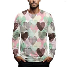 Men's T Shirts Valentine'S Day Clothing Love Pattern Printed Round Neck Long Sleeved Pullover Spring And Autumn T-Shirt
