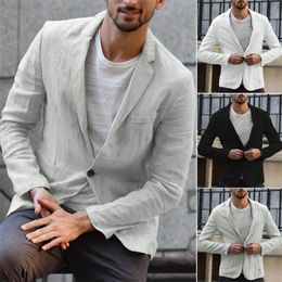 Linen Casual Suit for Men Loose Solid Color Thin Set Loose Comfortable Daily Office Business Outdoor Multiple Colors 240119