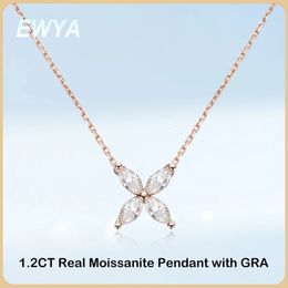 EWYA 1.2CT Butterfly Horse Eye Pendant Necklace for Women 925 Sterling Silver Diamond Chain Necklaces Fine Jewelry 240118