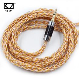 Headphones KZ 907/908 Cord 8 Core Gold Silver Copper Wired Earphone Cables Hybrid 784 Cores Upgrade Cable 2Pin 3.5MM Original Headphones