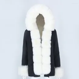 Women's Trench Coats Furyourself 2024 Waterproof Ecofur Faux Fur Parkas Short Parka Winter Jacket Women Coat Detachable 3 In 1 Thick Warm