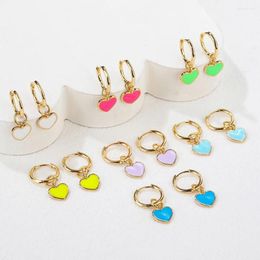 Stud Earrings Poulisa Heart Shaped For Women Coloured Enamel Gold Plating Earring Female Fashion Party Charm Jewels Festival Gifts