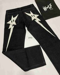 Women's Jeans Streetwear Y2k Hip Hop Star Print Baggy Black Pants Women Men New Harajuku Casual Gothic Wide Leg Trousersyolq