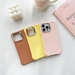 Simple Solid Colour Phone Case For IPhone 13 11 12 14 15 Pro Max 15pro Protection Electroplated Lens Hybrid Back Cover Candy Cases Factory Price