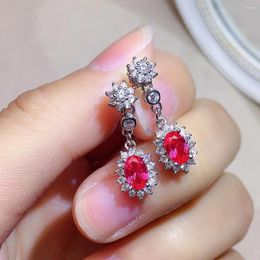 Dangle Earrings Fashion Pink Topaz Drop 4mm 6mm Natural Eardrop Solid 925 Silver Jewelry