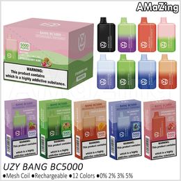 UZY Bang Box BC5000 E Cigarettes 5000 Puffs Mesh Coil Rechargeable Disposable Vape Vaporizers 12ml Pre-filled Pod Cartridges 12 Flavours Puff 5K Vapers